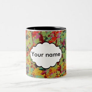 Caneca De Café Em Dois Tons Textura de orifícios coloridos