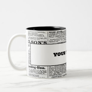 Caneca De Café Em Dois Tons Textura de papel de notícias