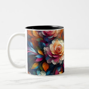Caneca De Café Em Dois Tons Textura vírica de óleo flexível de Abstrato 3D