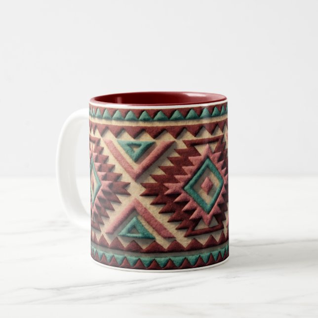 Caneca De Café Em Dois Tons Textured Modern Geometric Southwest Style  (Frente Esquerda)