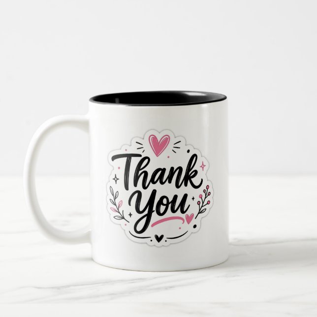 Caneca De Café Em Dois Tons Thank you  (Esquerda)