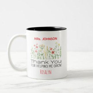 Caneca De Café Em Dois Tons Thank You For Helping Me Grow Personalized Teacher