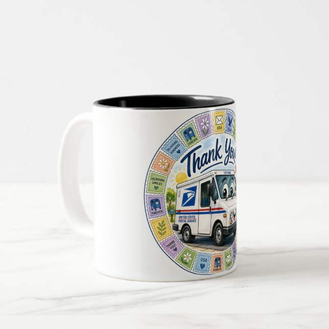 Caneca De Café Em Dois Tons Thank you Postal Workers  (Frente Esquerda)