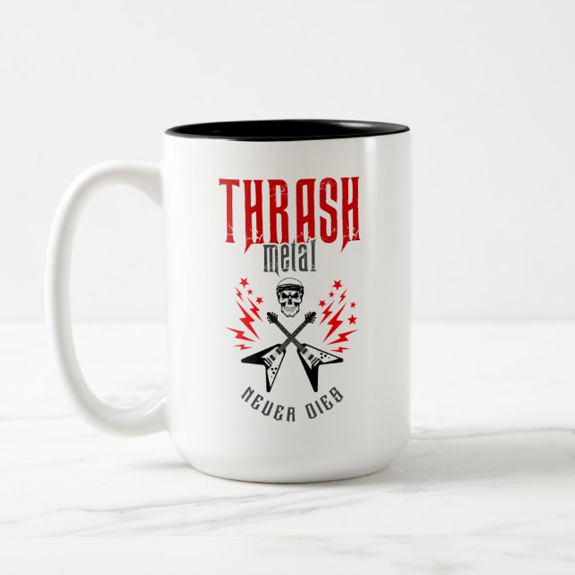 Caneca De Café Em Dois Tons Thash Metal Nunca Morre (Esquerda)