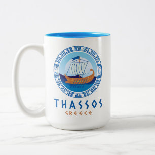 Caneca De Café Em Dois Tons Thassos, Grécia de navio grego Design