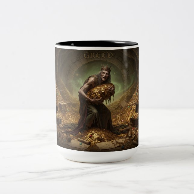 Caneca De Café Em Dois Tons The 7 Satanic Virtues: Greed (Centro)