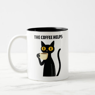 Caneca De Café Em Dois Tons The Coffee Helps – Cute Black Cat Coffee Mug