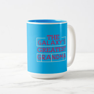 Caneca De Café Em Dois Tons The Galaxy's Greatest Grandma Blue and Pink Typogr