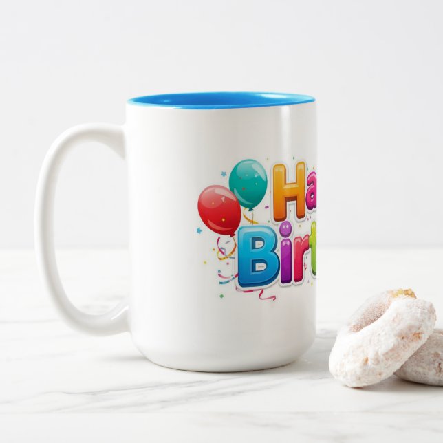 Caneca De Café Em Dois Tons The Happy Birthday Mug (Com Donut)