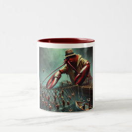 Caneca De Café Em Dois Tons The Lobsterman Cometh - Maritime Mayhem in a Cup