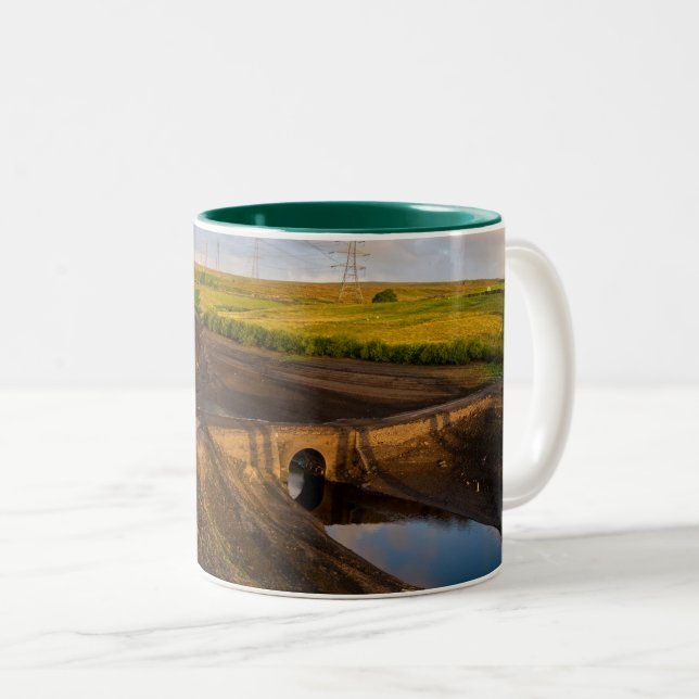 Caneca De Café Em Dois Tons The Old Packhorse Bridge of Baitings (Frente Esquerda)