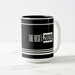 Caneca De Café Em Dois Tons The Reset 2026 Minimal Black & White Mug
