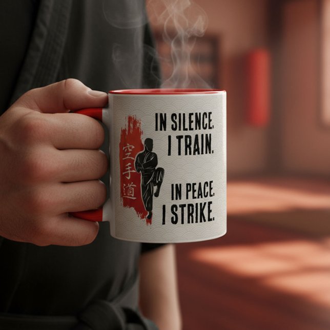 Caneca De Café Em Dois Tons The Way of Karate - Brushstroke Power (Criador carregado)