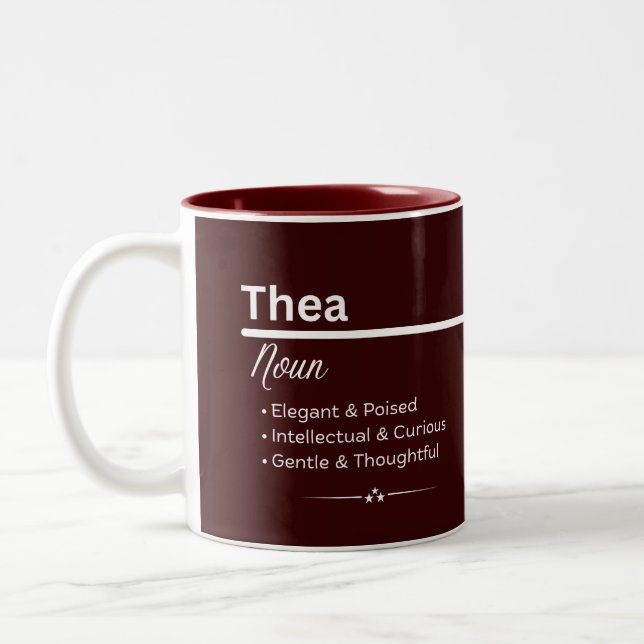 Caneca De Café Em Dois Tons Thea Personalized Name Coffee Mug (Esquerda)