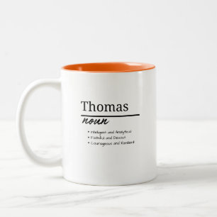 Caneca De Café Em Dois Tons Thomas, Menino Definição de Nome Personalizado