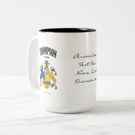 Caneca De Café Em Dois Tons Thompson Family Crest, Tradução e Significado