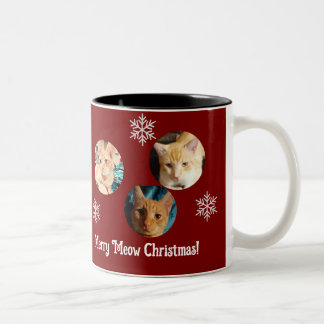 Caneca De Café Em Dois Tons Three Cats Photos, Personalized Christmas