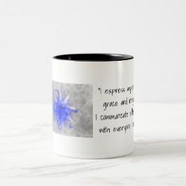 Caneca De Café Em Dois Tons Throat Chakra Coffee mug com afirmações