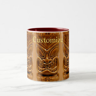 Caneca De Café Em Dois Tons Thunder_Cove da Escultura Tiki Dourada