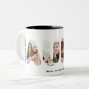 Caneca De Café Em Dois Tons Tia Melhor do Mundo Colagem de Fotos Personalizada