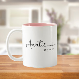 Caneca De Café Em Dois Tons Tia Minimalista Estabeleceu Roteiro Elegante