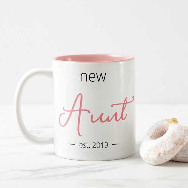 Caneca De Café Em Dois Tons Tia Nova Menina Moderna Personalizada (Com Donut)