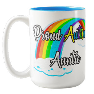 Caneca De Café Em Dois Tons Tia orgulhosa do autismo Pastel puzzles