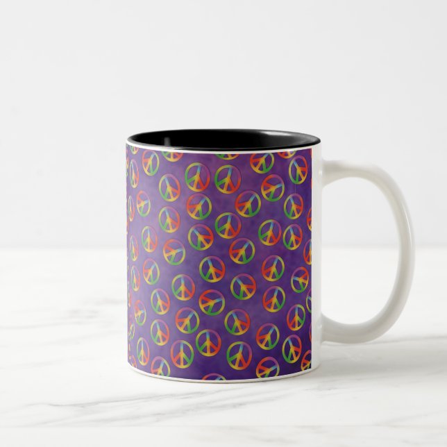 Caneca De Café Em Dois Tons Tie Dye Peace sinaliza em roxo (Direita)