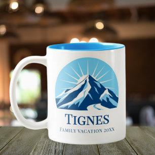 Caneca De Café Em Dois Tons Tignes France - estância de esqui souvenir