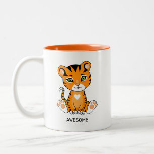 Caneca De Café Em Dois Tons Tigre Bebe Animal Selvagem Cartoon