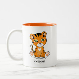 Caneca De Café Em Dois Tons Tigre Bebe Selvagem Animal Cartoon