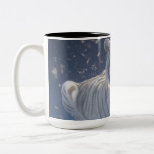 Caneca De Café Em Dois Tons Tigre Branco Sob a Luz das Estrelas