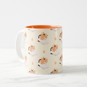 Caneca De Café Em Dois Tons Tigre Cansado Fofo