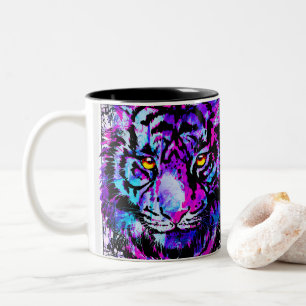 Caneca De Café Em Dois Tons Tigre Coffee Mug Duas Rostos De Tigre