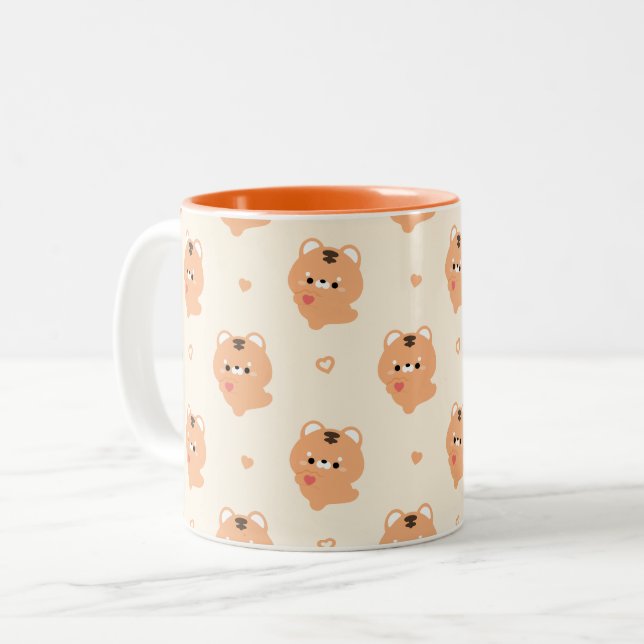 Caneca De Café Em Dois Tons Tigre de Amor Fofo (Frente Esquerda)