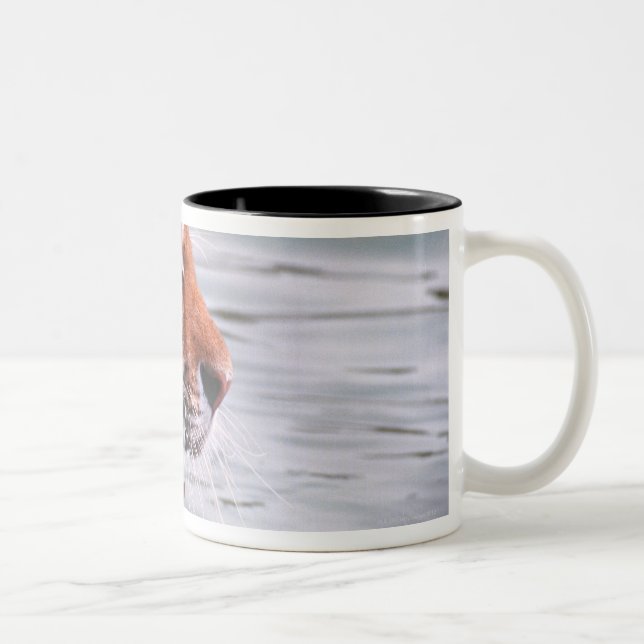 Caneca De Café Em Dois Tons Tigre de bocejo na água (Direita)