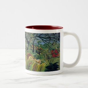 Caneca De Café Em Dois Tons Tigre em uma tempestade tropical (surpreendida)