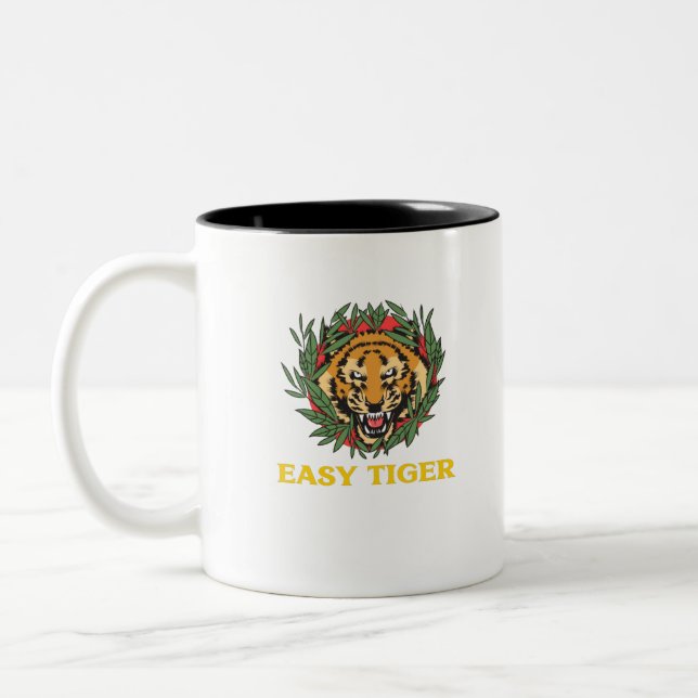 Caneca De Café Em Dois Tons Tigre Fácil (Esquerda)