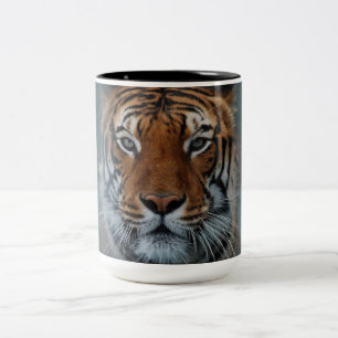 Caneca De Café Em Dois Tons Tigre Gato Stripes Selvagem