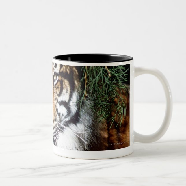 Caneca De Café Em Dois Tons Tigre que aprecia a máscara (Direita)