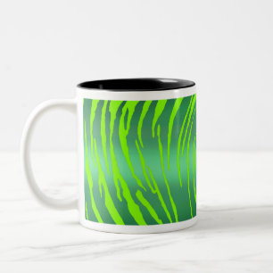 Caneca De Café Em Dois Tons Tigres Metálicos Riscas Verdes