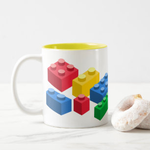 Caneca De Café Em Dois Tons Tijolos para a construção de brinquedos crianças c