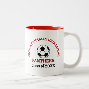 Caneca De Café Em Dois Tons Time de Futebol do Ensino Médio Vermelho Personali