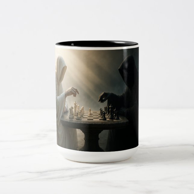Caneca De Café Em Dois Tons Timeless Chess Battle (Centro)