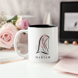 Caneca De Café Em Dois Tons Timeless Elegance Customizable Hijab Line Art
