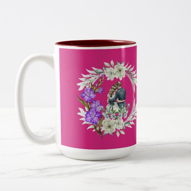 Caneca De Café Em Dois Tons Timeless love story magenta (Esquerda)