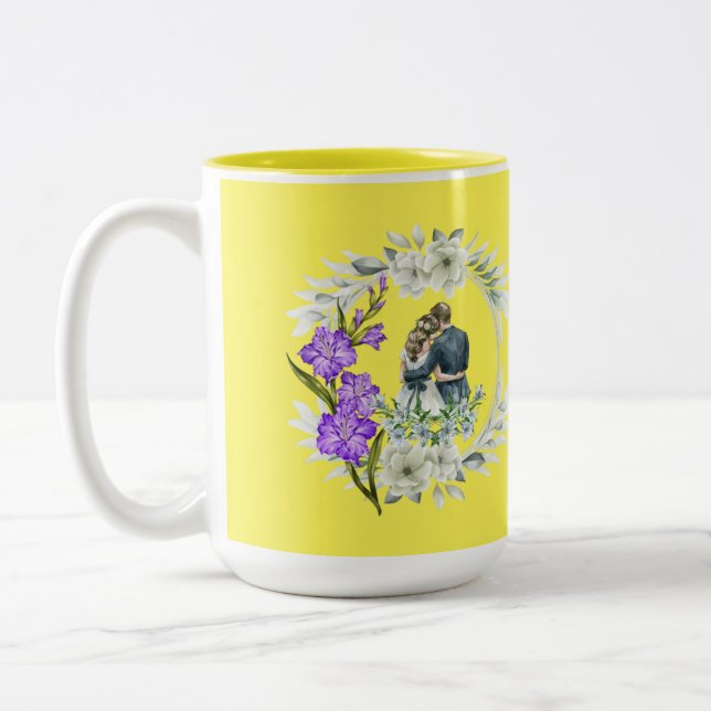 Caneca De Café Em Dois Tons Timeless love story yellow (Esquerda)