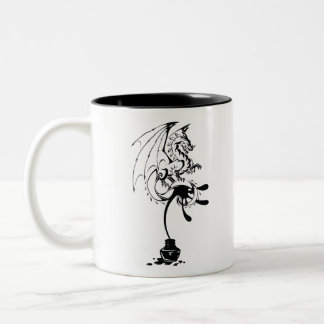 Caneca De Café Em Dois Tons Tinta derramada forma Dragon en black