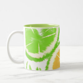 Caneca De Café Em Dois Tons Tinta Tie Dye Abstrata Limão Lima