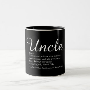 Caneca De Café Em Dois Tons Tio, Definição de Funcle Script Preto e Branco